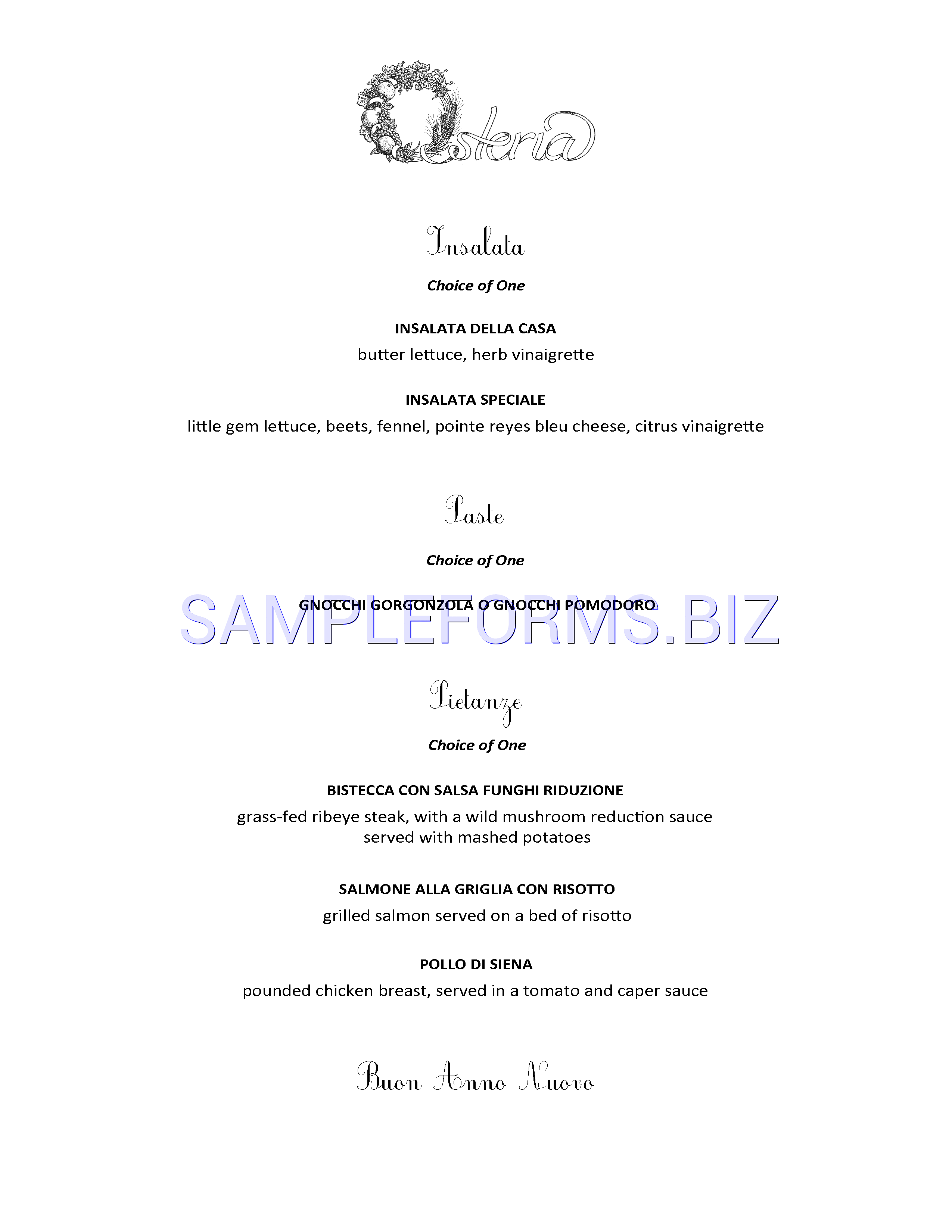 Preview free downloadable Party Menu Template 1 in PDF (page 1)