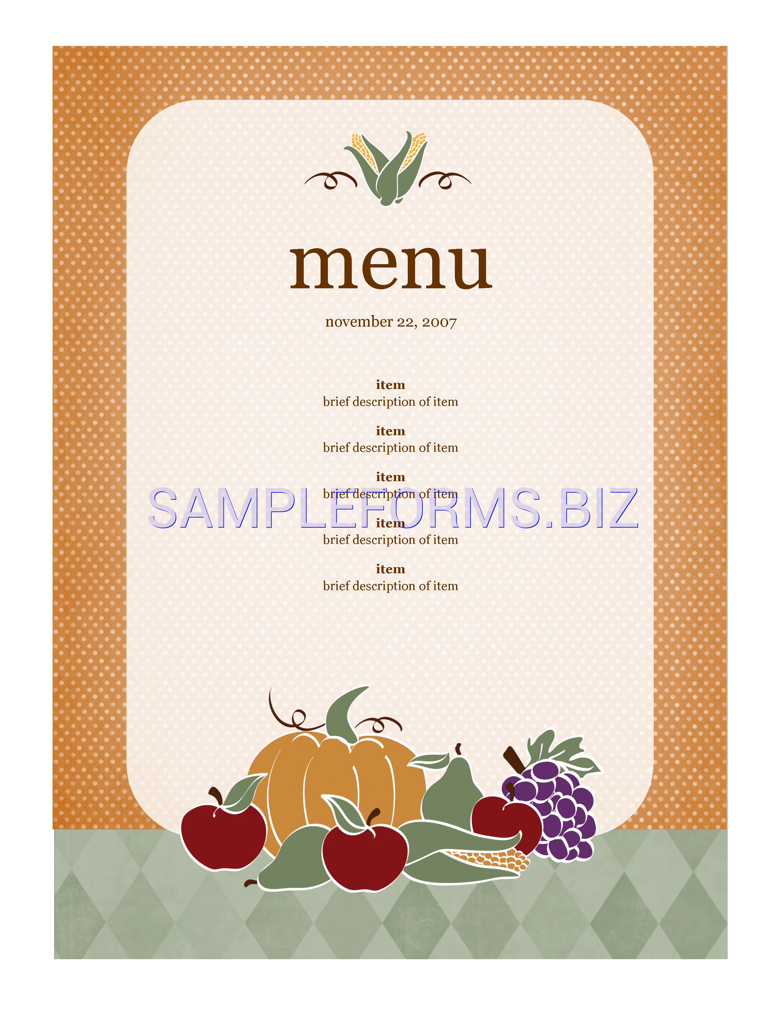 Preview free downloadable Party Menu Template 2 in PDF (page 1)